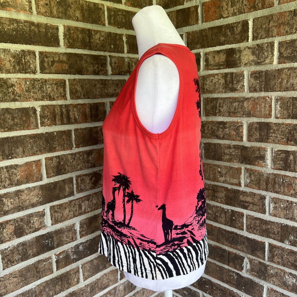 Take Two Clothing Co. Vintage 90s African Safari Sunset Beaded Top Large Cotton - Picture 4 of 10